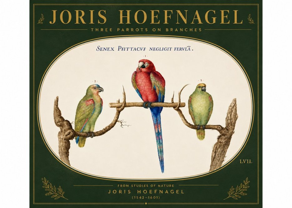Joris Hoefnagel Three Parrots No6 - Juliste