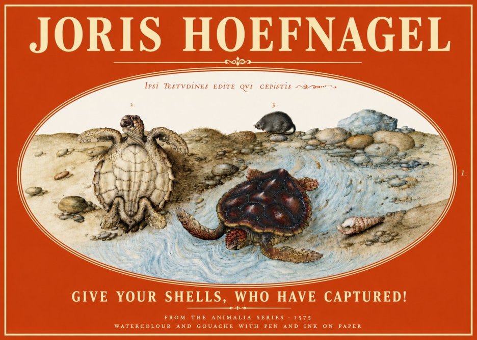 Joris Hoefnagel Two Turtles in a Stream No6 - Juliste