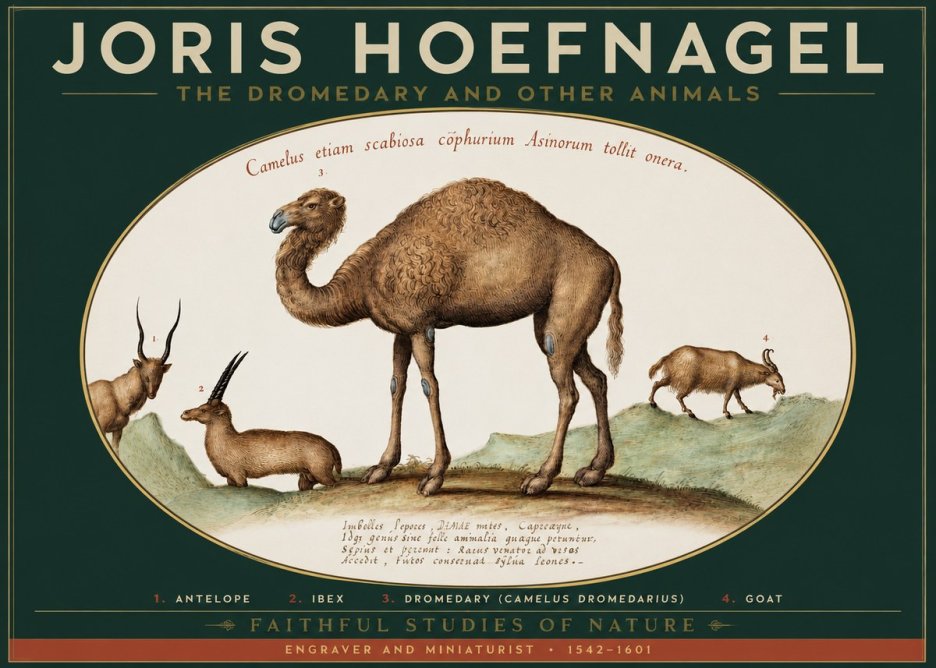 Joris Hoefnagel The Dromedary and Other Animals from Studies of Nature No2 - Juliste