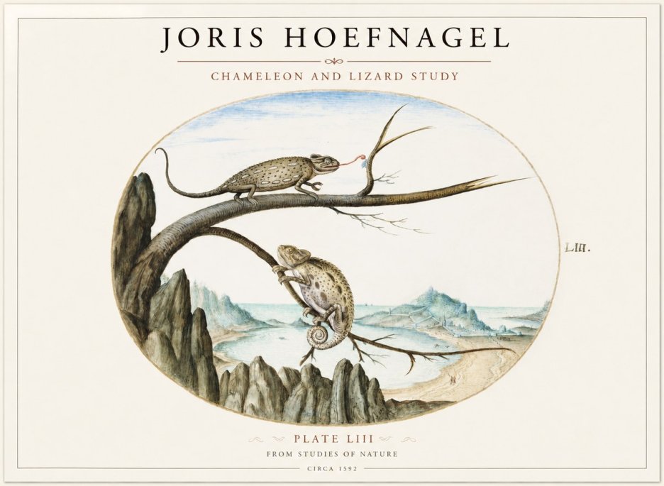 Joris Hoefnagel Chameleon and Lizard No2 - Juliste