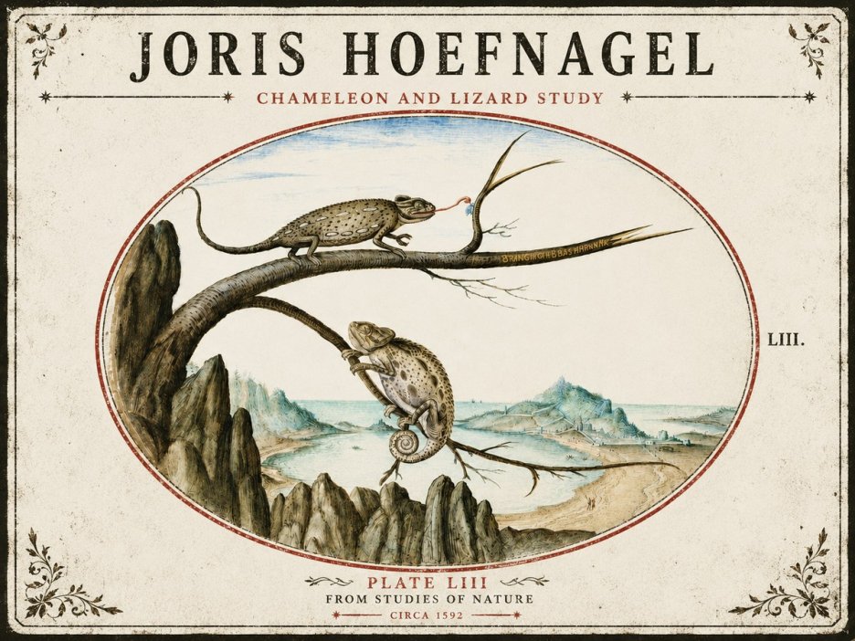 Joris Hoefnagel Chameleon and Lizard No5 - Juliste