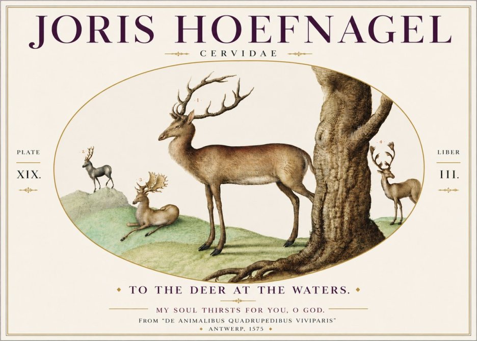 Joris Hoefnagel Deer at the Fountains No6 - Juliste