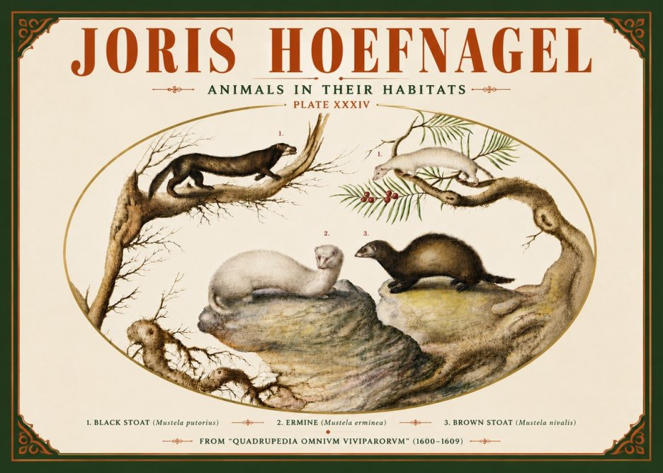 Joris Hoefnagel Animals in Their Habitats Plate Xxxiv No5 - Juliste