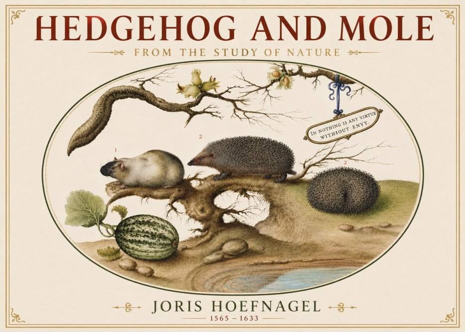 Joris Hoefnagel Hedgehog and Mole No5 - Juliste