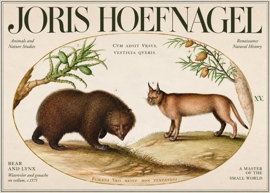Joris Hoefnagel Bear and Lynx No3 - Juliste