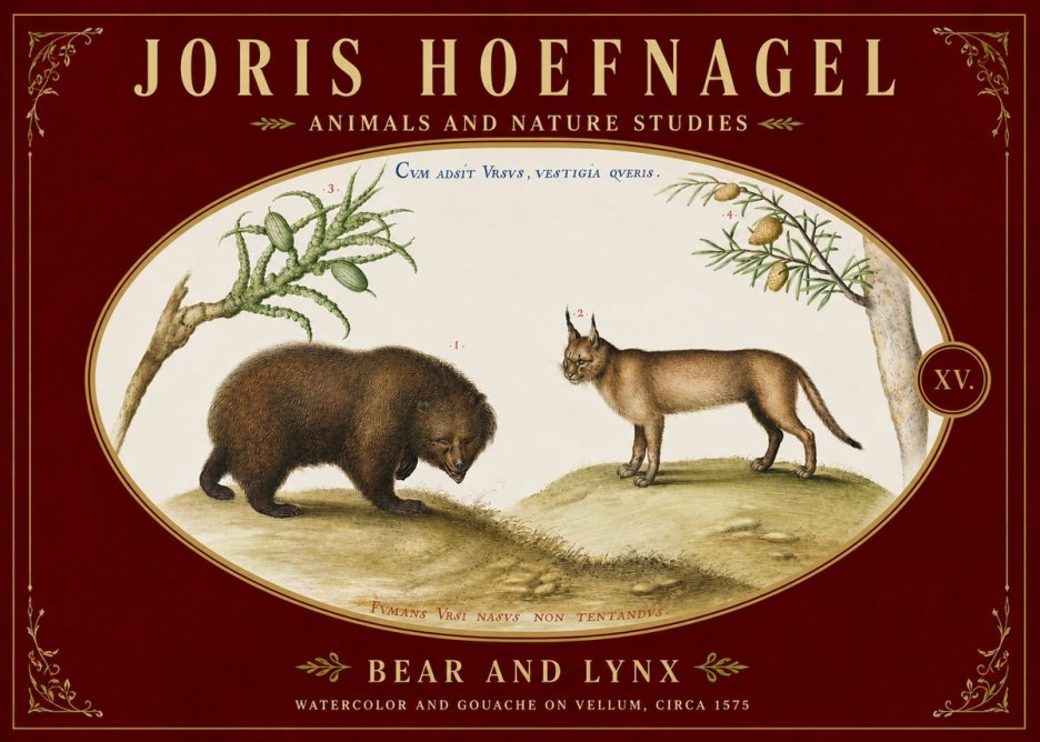 Joris Hoefnagel Bear and Lynx No5 - Juliste