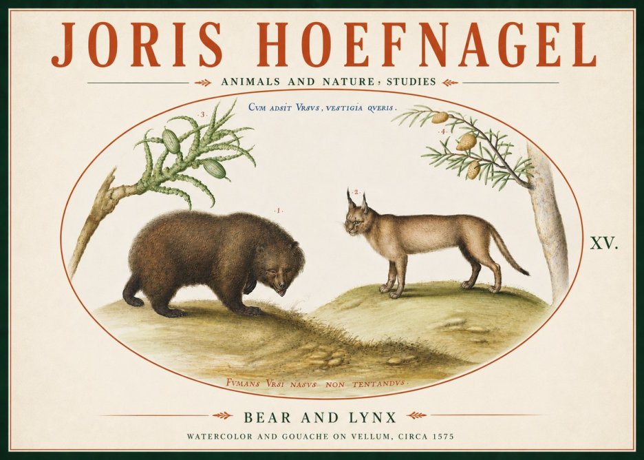 Joris Hoefnagel Bear and Lynx No6 - Juliste