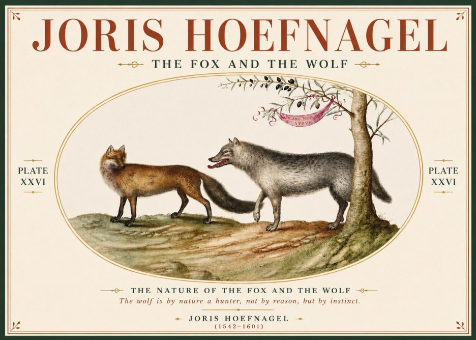 Joris Hoefnagel The Fox and the Wolf No6 - Juliste