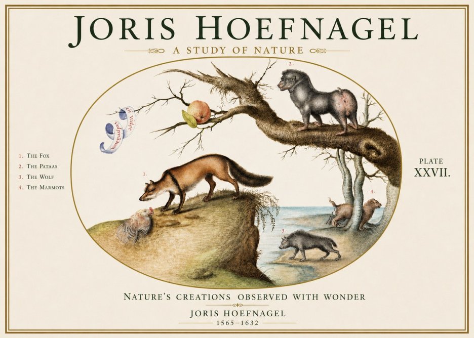 Joris Hoefnagel A Study of Nature - Plate Xxvii No3 - Juliste