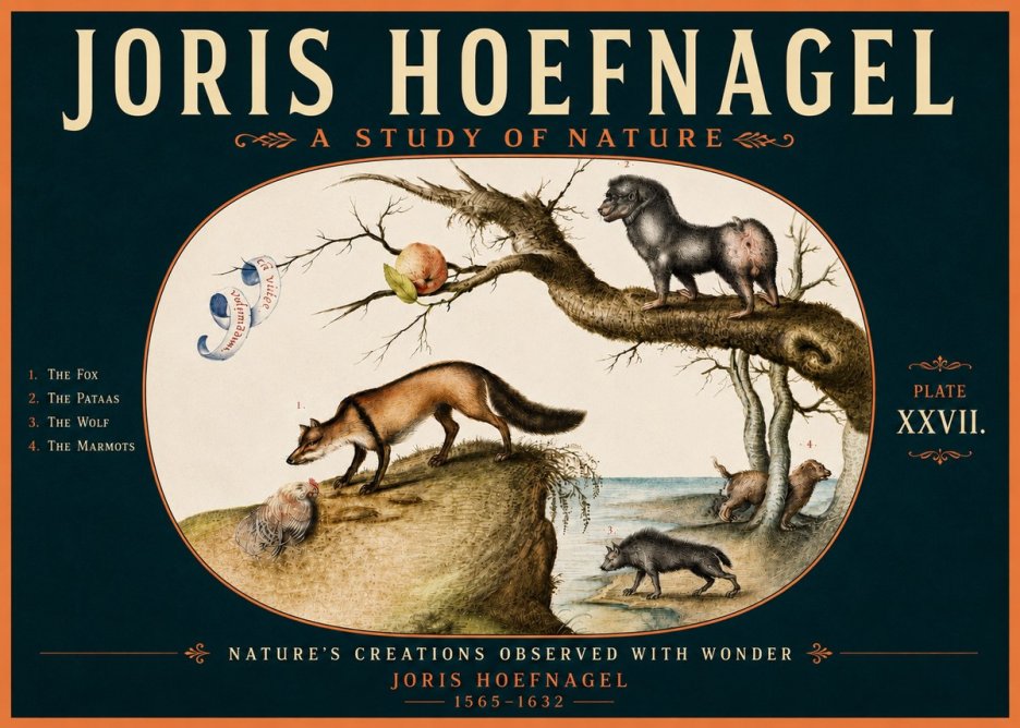 Joris Hoefnagel A Study of Nature - Plate Xxvii No5 - Juliste