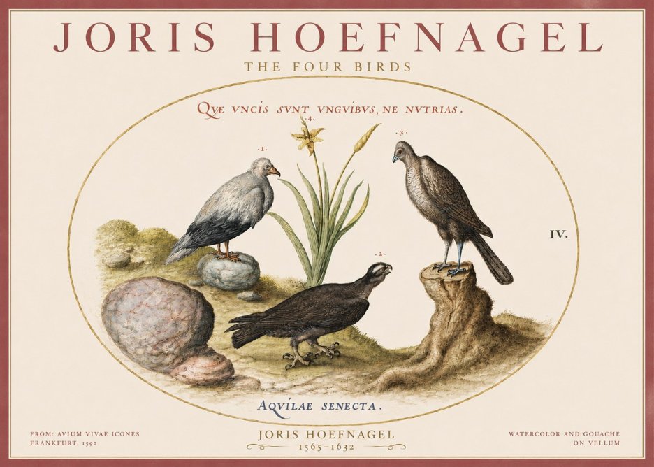 Joris Hoefnagel The Four Birds No3 - Juliste