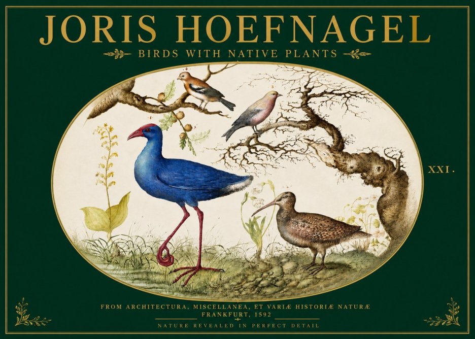 Joris Hoefnagel Birds with Native Plants No3 - Juliste