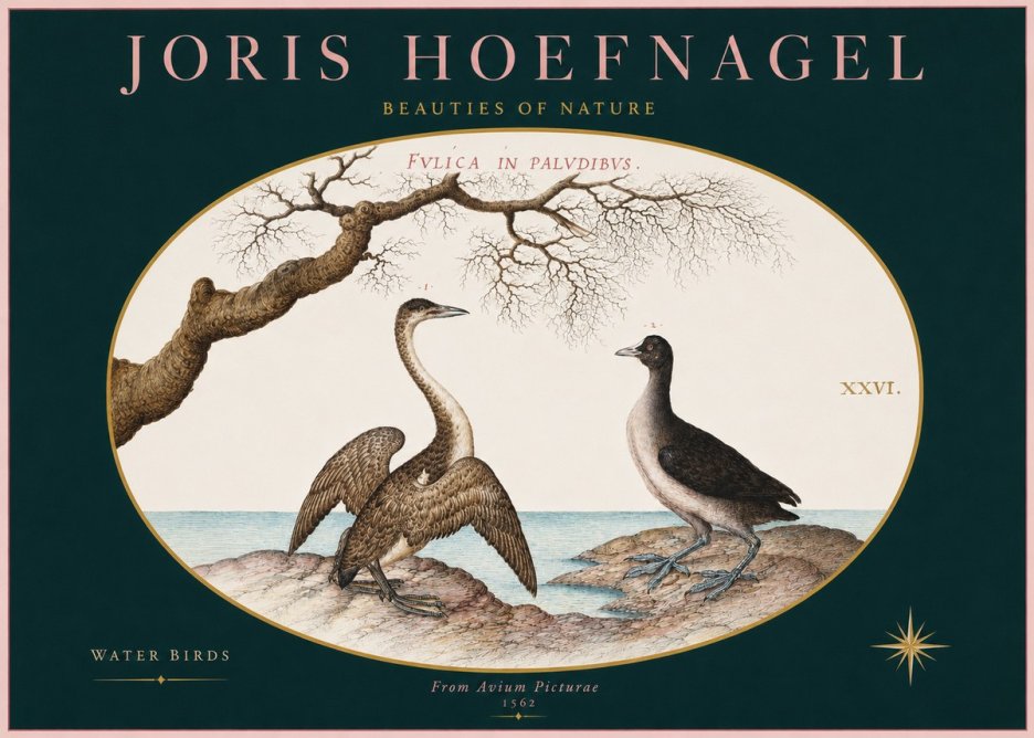 Joris Hoefnagel Cormorant and Coot No3 - Juliste