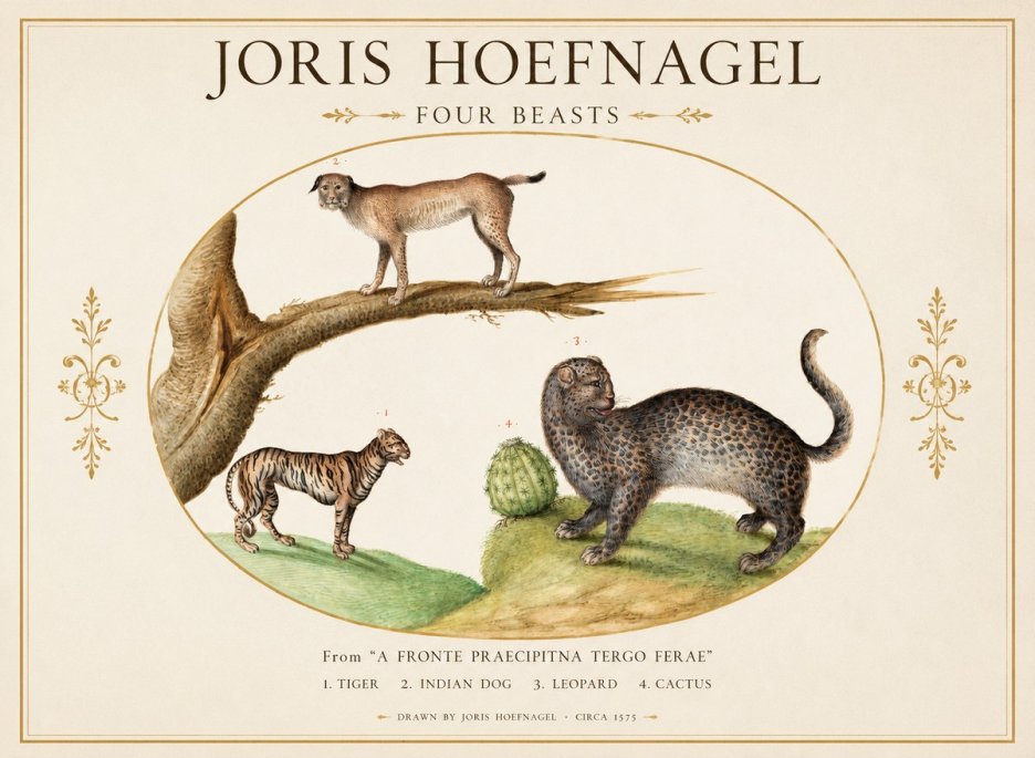 Joris Hoefnagel Four Beasts No1 - Juliste