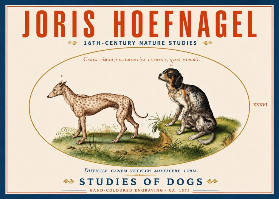 Joris Hoefnagel Studies of Dogs No5 - Juliste
