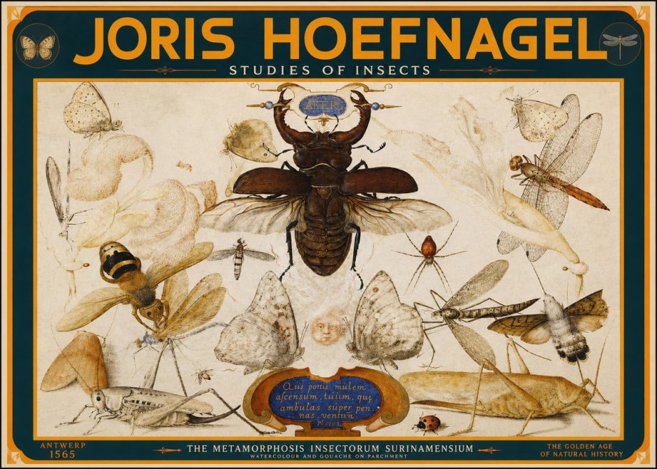 Joris Hoefnagel Studies of Insects I No2 - Juliste