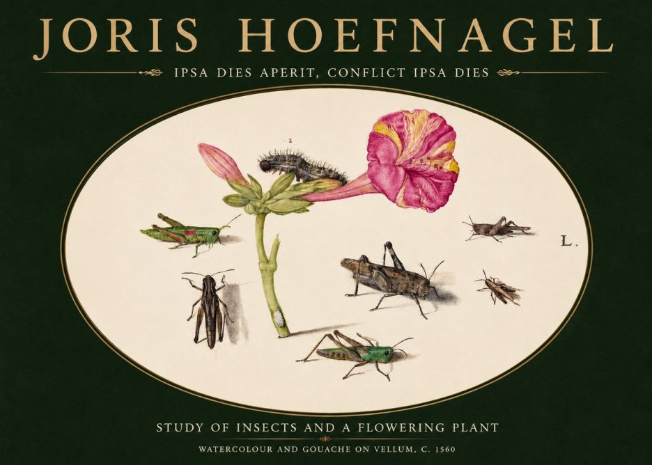 Joris Hoefnagel Study of Insects and a Flowering Plant No3 - Juliste