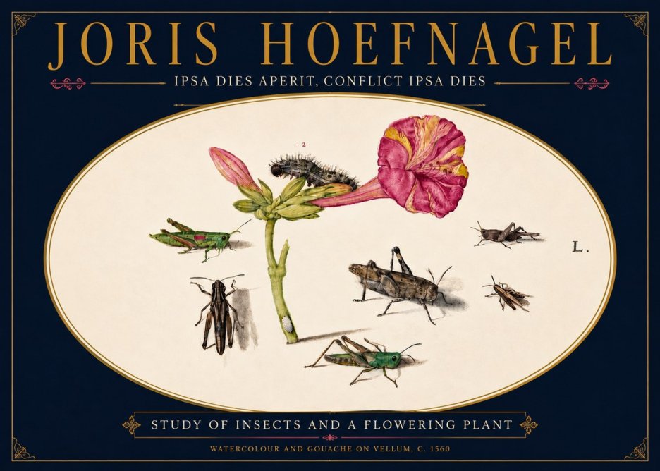 Joris Hoefnagel Study of Insects and a Flowering Plant No5 - Juliste