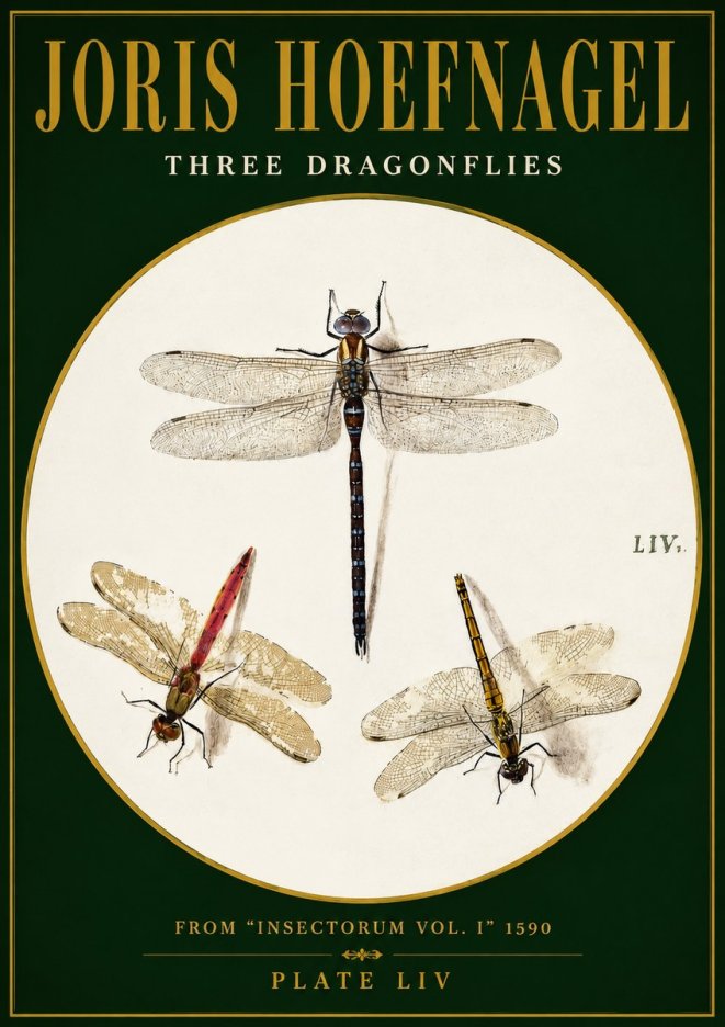 Joris Hoefnagel Three Dragonflies No3 - Juliste
