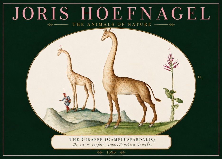Joris Hoefnagel The Giraffe (Cameluspardalis) No2 - Juliste
