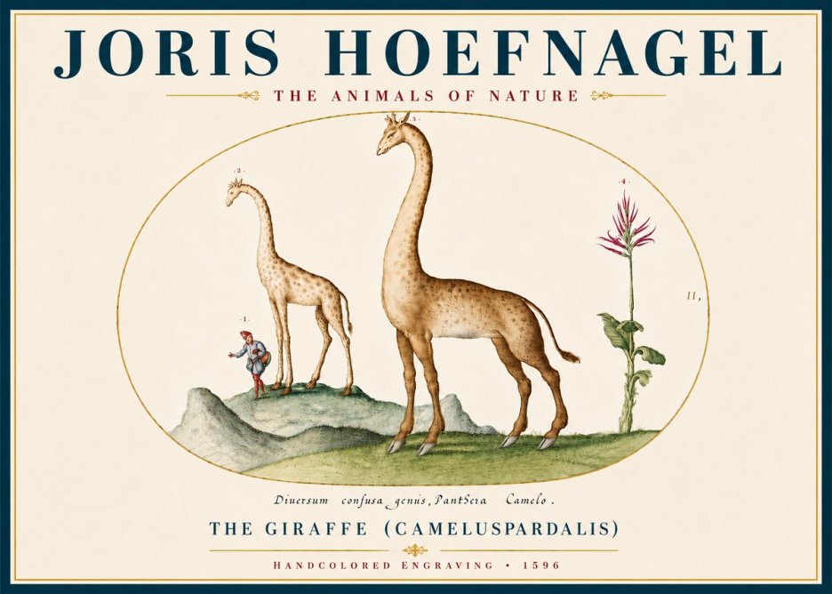 Joris Hoefnagel The Giraffe (Cameluspardalis) No5 - Juliste