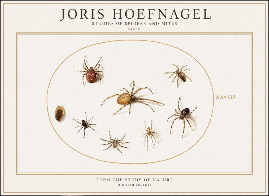 Joris Hoefnagel Study of Spiders and Mites - Plate Xxxvii. No2 - Juliste