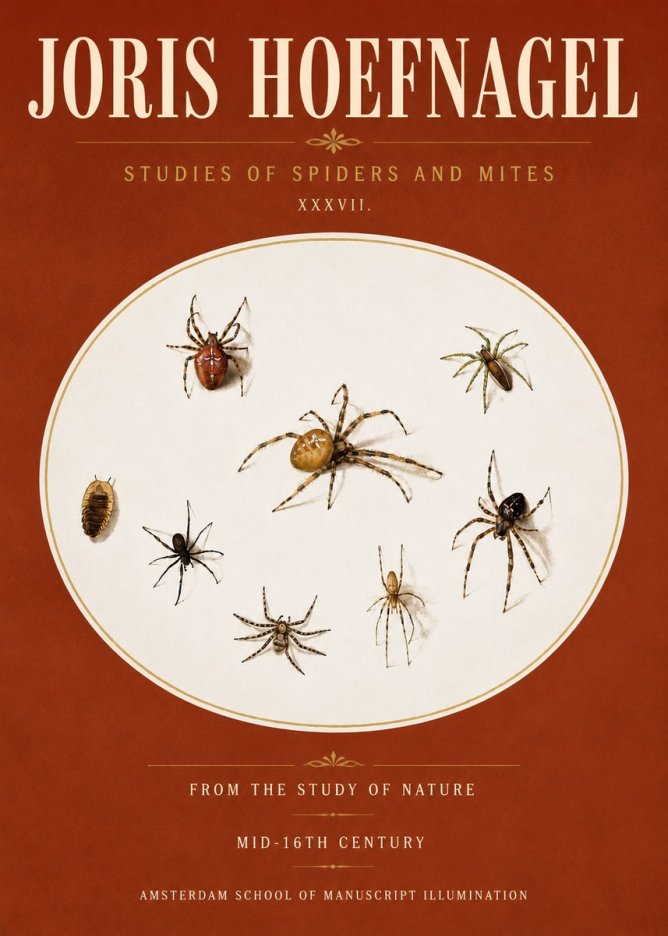 Joris Hoefnagel Study of Spiders and Mites - Plate Xxxvii. No6 - Juliste