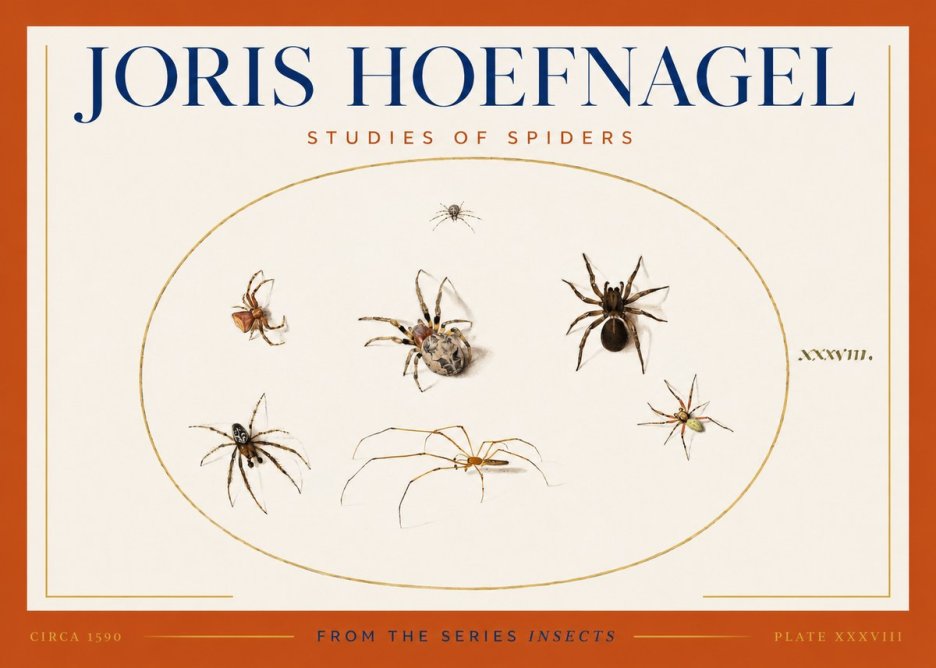 Joris Hoefnagel Studies of Spiders I No3 - Juliste