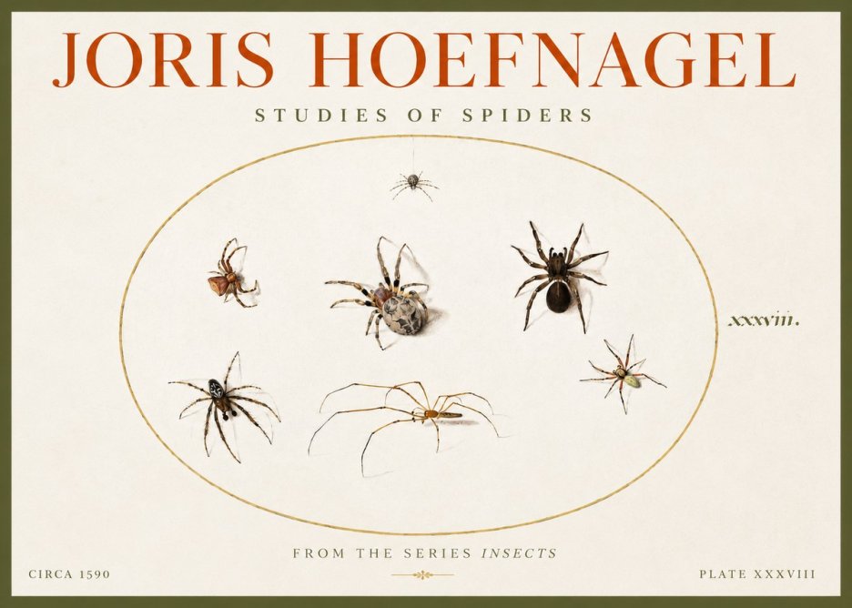 Joris Hoefnagel Studies of Spiders I No4 - Juliste