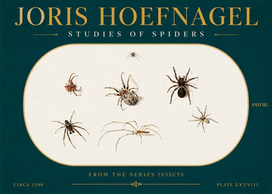 Joris Hoefnagel Studies of Spiders I No5 - Juliste