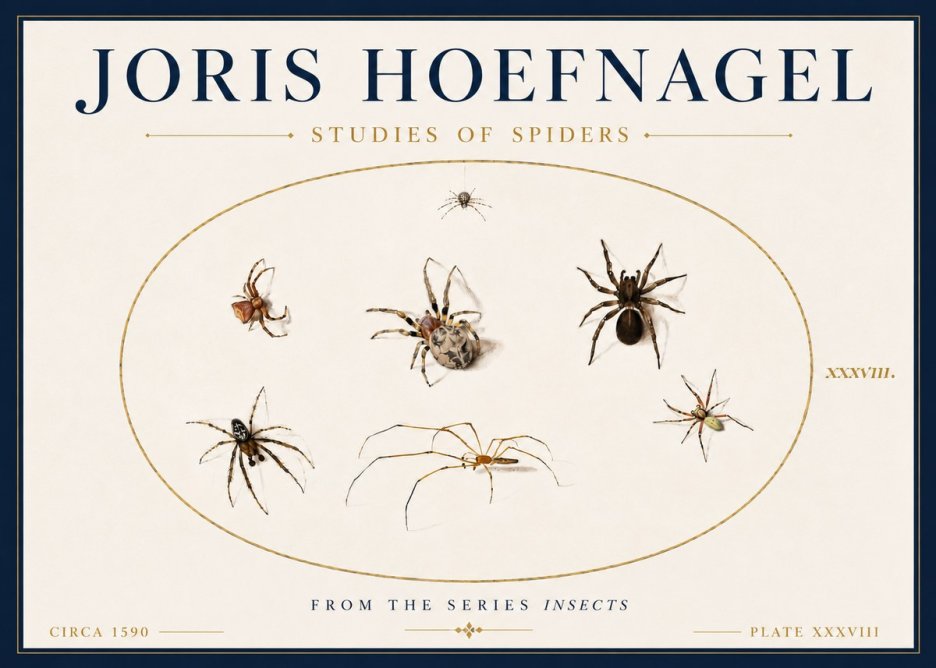 Joris Hoefnagel Studies of Spiders I No6 - Juliste