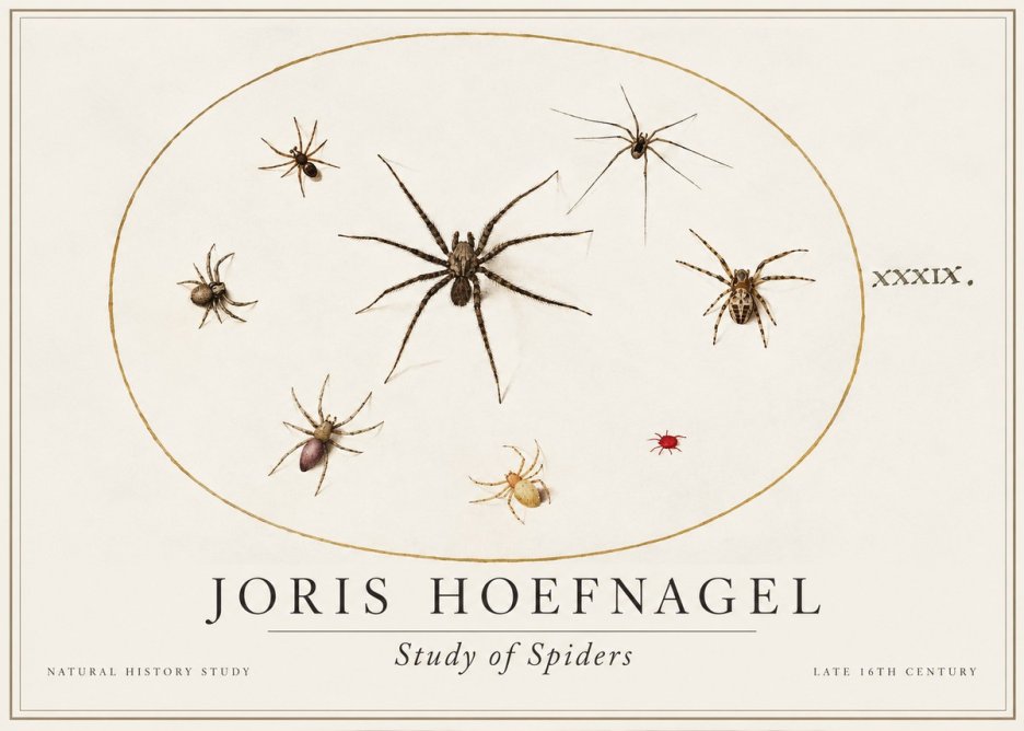 Joris Hoefnagel Studies of Spiders II No2 - Juliste