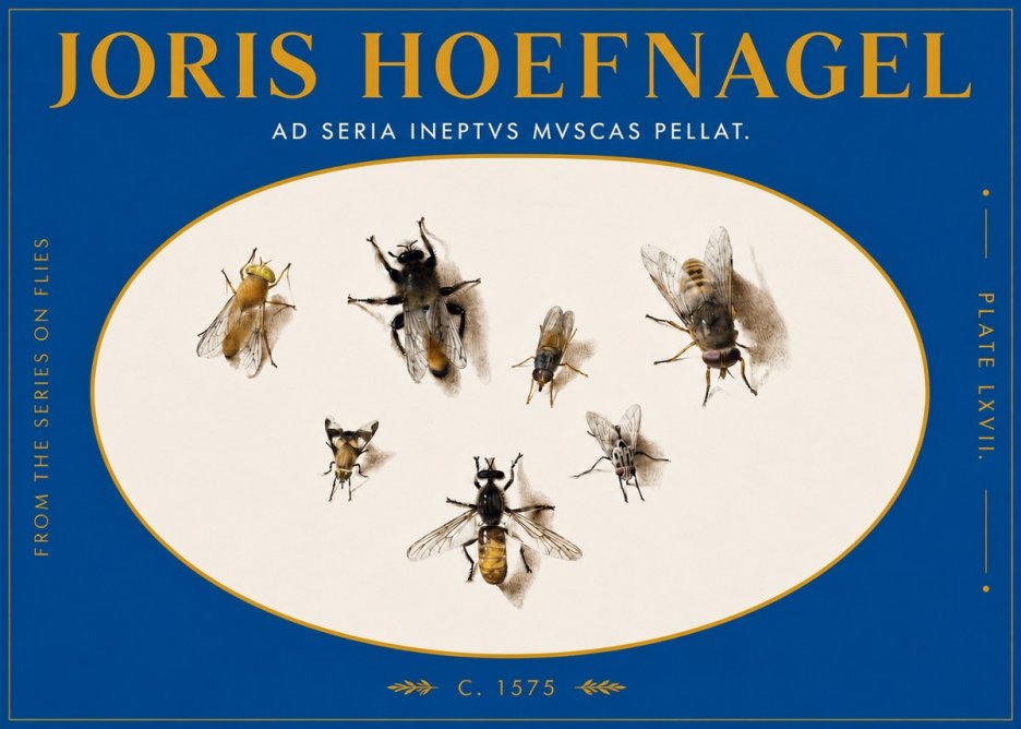 Joris Hoefnagel From the Series on Flies - Plate Lxvii. No3 - Juliste