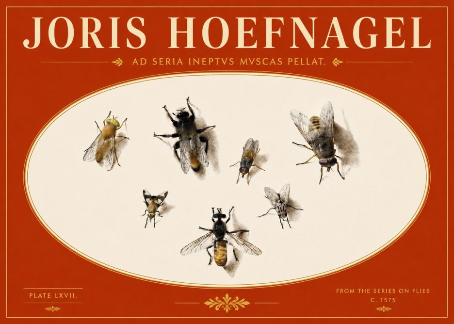 Joris Hoefnagel From the Series on Flies - Plate Lxvii. No5 - Juliste