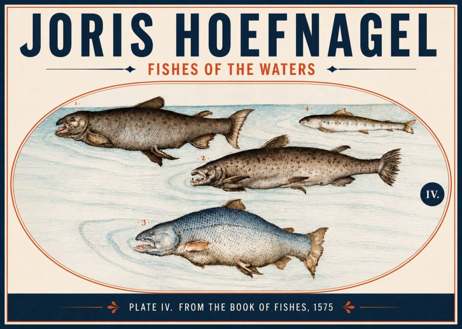 Joris Hoefnagel Fishes of the Waters I No6 - Juliste