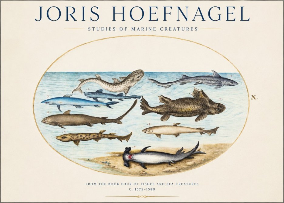 Joris Hoefnagel Studies of Marine Creatures No1 - Juliste