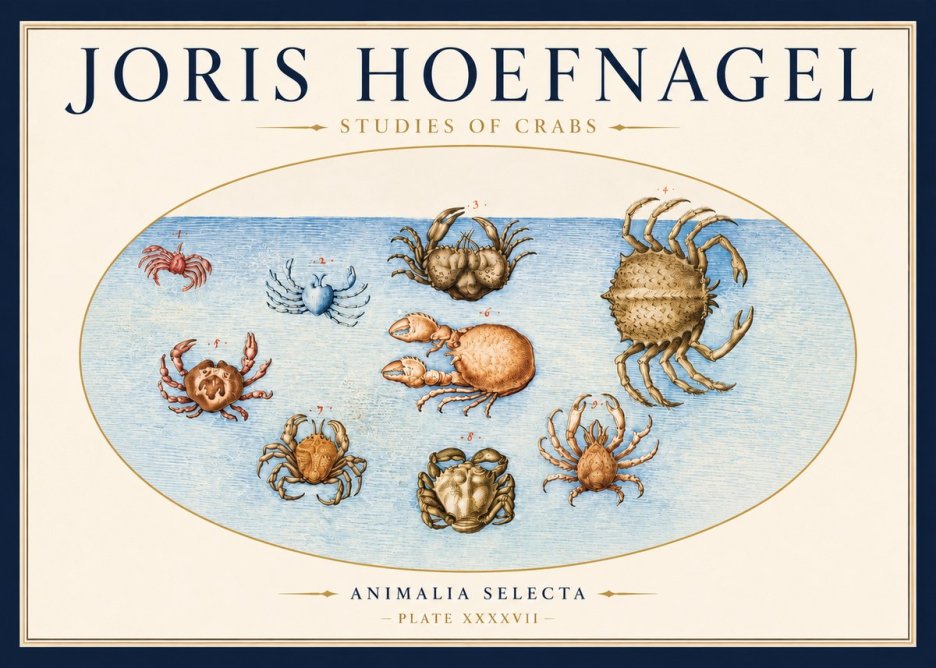 Joris Hoefnagel Studies of Crabs No3 - Juliste