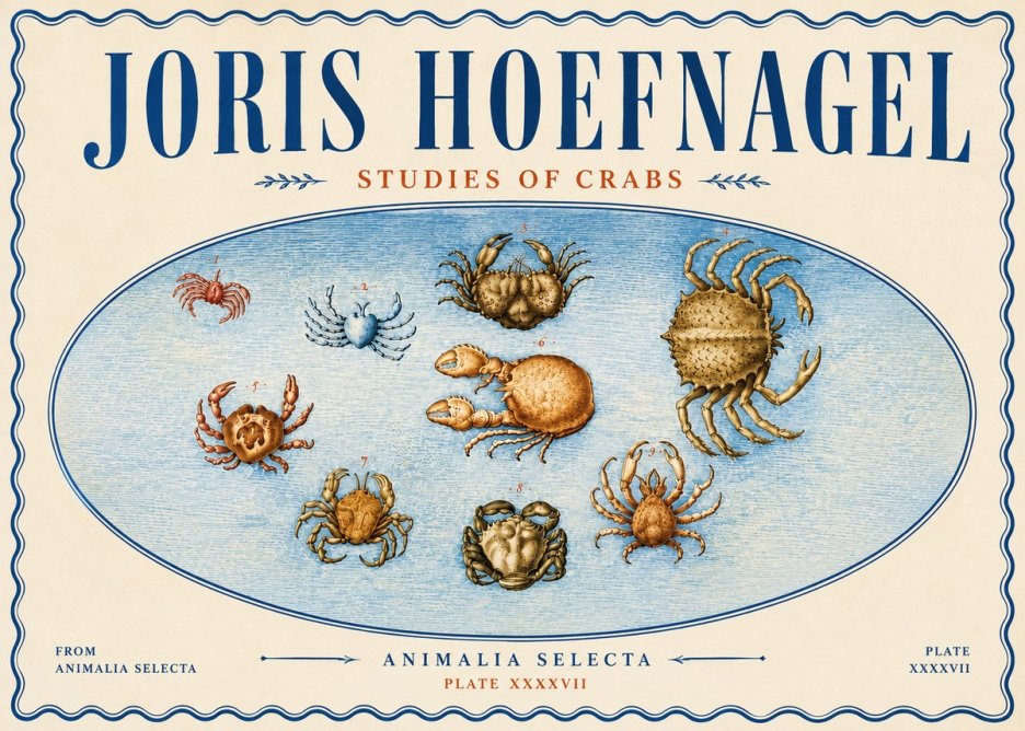 Joris Hoefnagel Studies of Crabs No6 - Juliste
