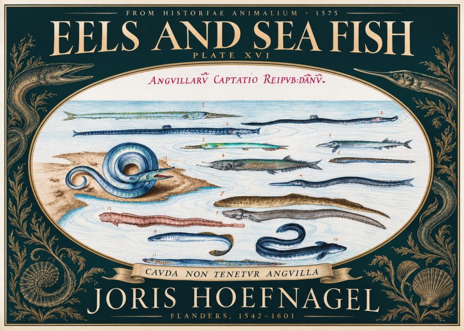 Joris Hoefnagel Eels and Sea Fish No5 - Juliste