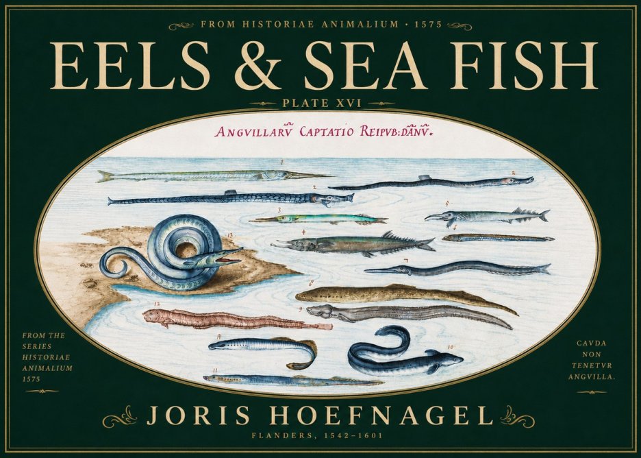 Joris Hoefnagel Eels and Sea Fish No6 - Juliste