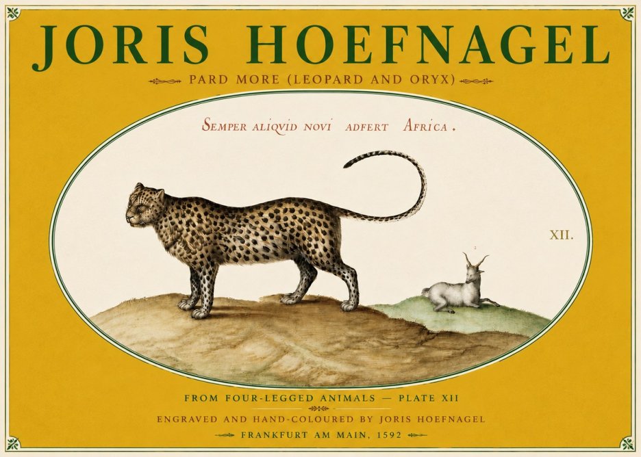 Joris Hoefnagel Pard More (Leopard and Oryx) No6 - Juliste