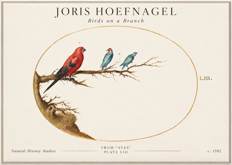 Joris Hoefnagel Birds on a Branch No2 - Juliste