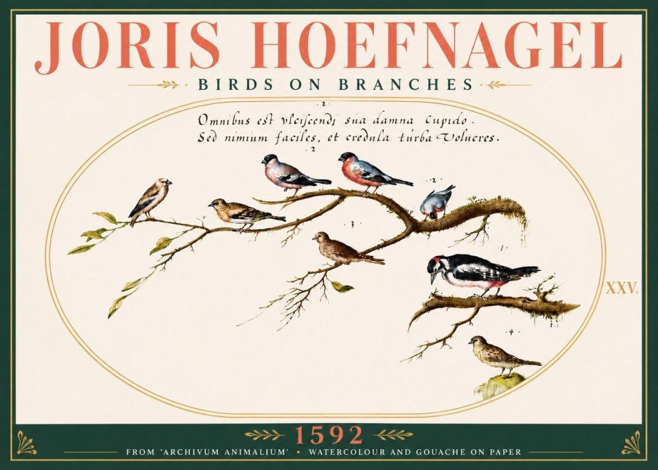 Joris Hoefnagel Birds on Branches No6 - Juliste