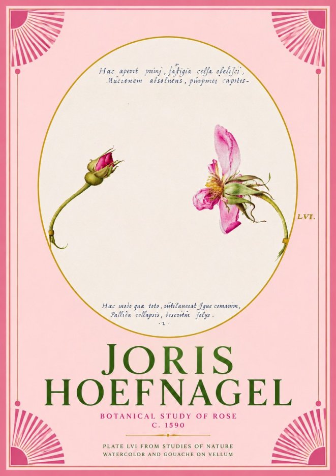 Joris Hoefnagel Botanical Study of Rose No2 - Juliste
