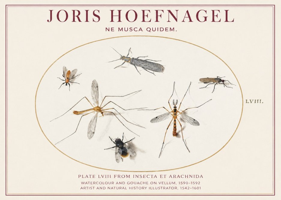 Joris Hoefnagel Plate Lviii from Insecta Et Arachnida No1 - Juliste