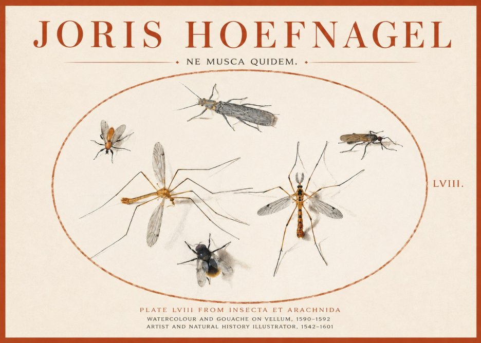 Joris Hoefnagel Plate Lviii from Insecta Et Arachnida No3 - Juliste