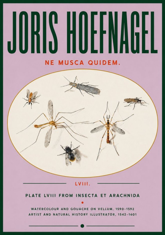 Joris Hoefnagel Plate Lviii from Insecta Et Arachnida No4 - Juliste