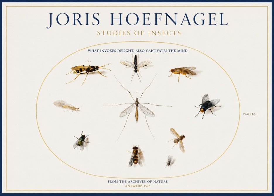 Joris Hoefnagel Studies of Insects III No1 - Juliste