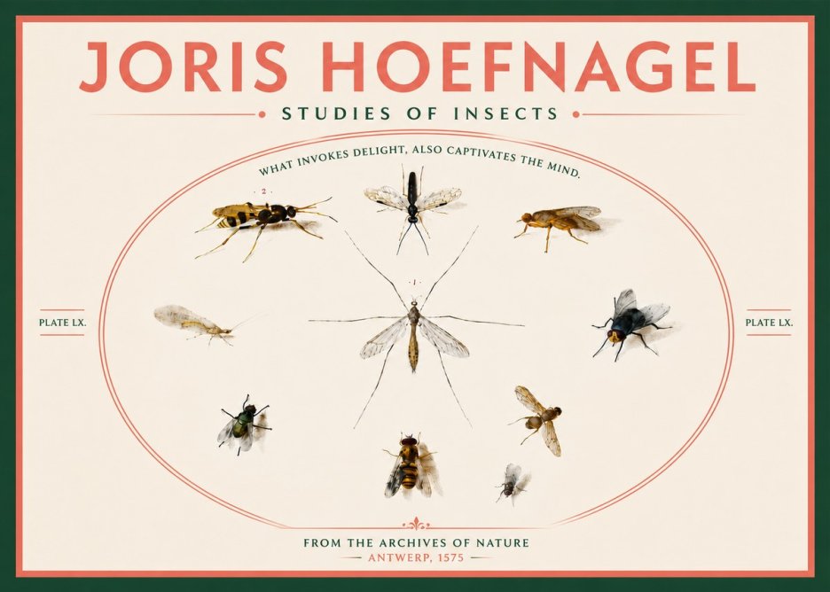 Joris Hoefnagel Studies of Insects III No6 - Juliste