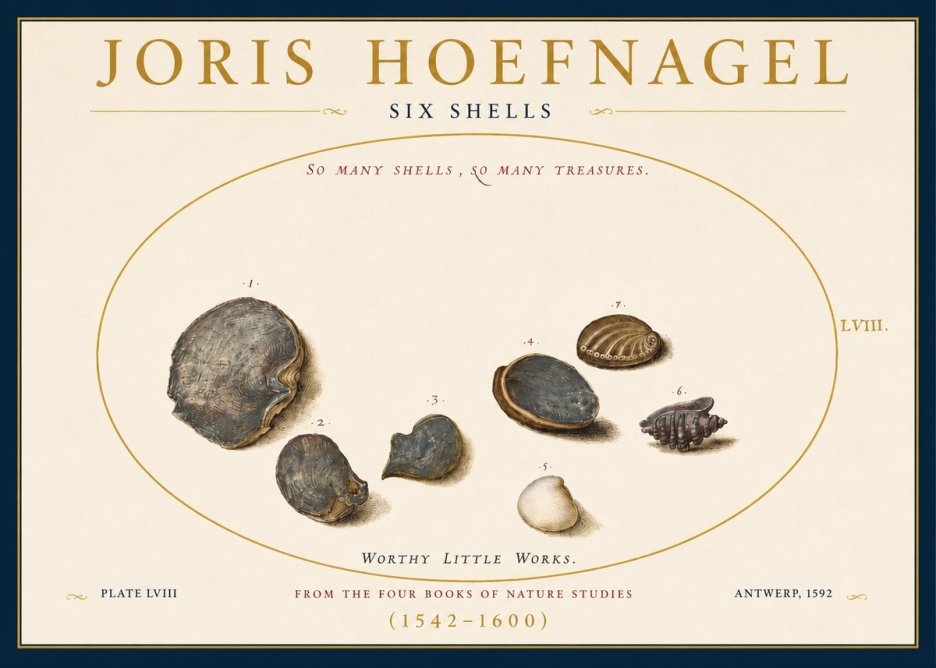 Joris Hoefnagel Six Shells No3 - Juliste